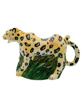 Vintage 1996 CBK Ltd Leopard Pitcher Safari Animal Porcelain 4 Cup